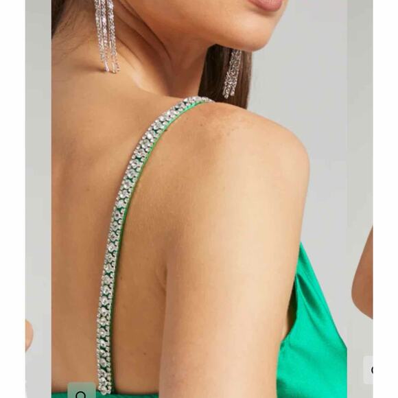 GENERATION LOVE Annie Silk Crystal Strap Cami Kelly Green Size XS - Picture 9 of 13